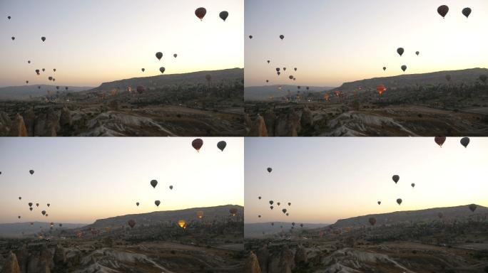 满天的热气球视频素材美景日照天灯风筝