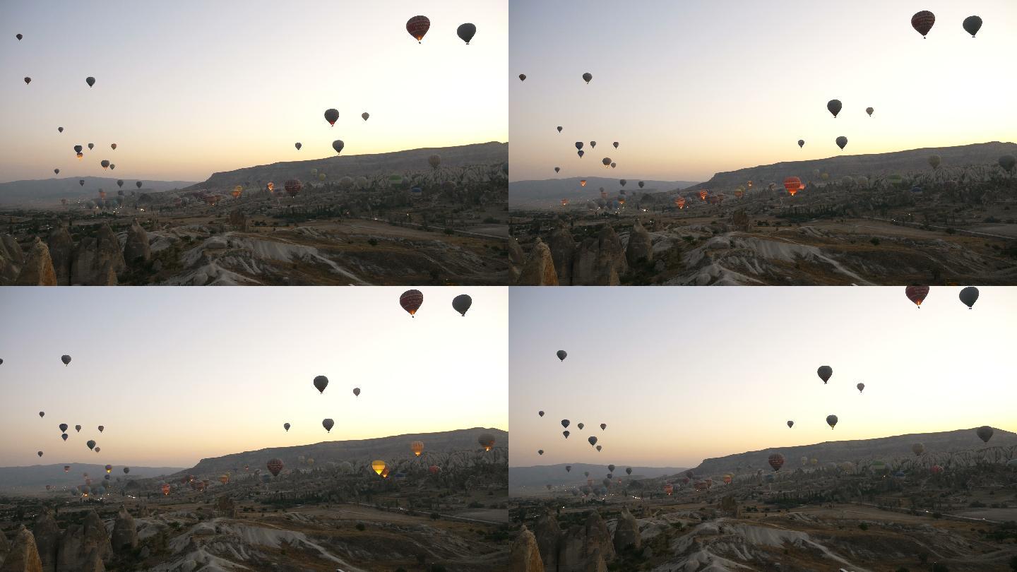 满天的热气球视频素材美景日照天灯风筝