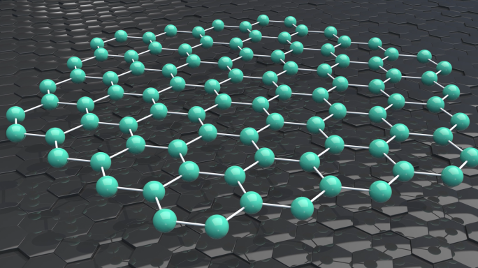 石墨烯形成示意柔性弯曲六边形阵列运动