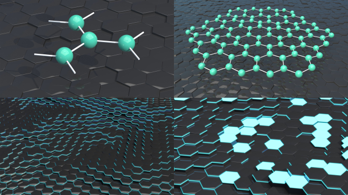 石墨烯形成示意柔性弯曲六边形阵列运动