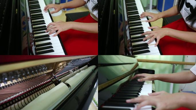 女老师弹钢琴，女生弹琴
