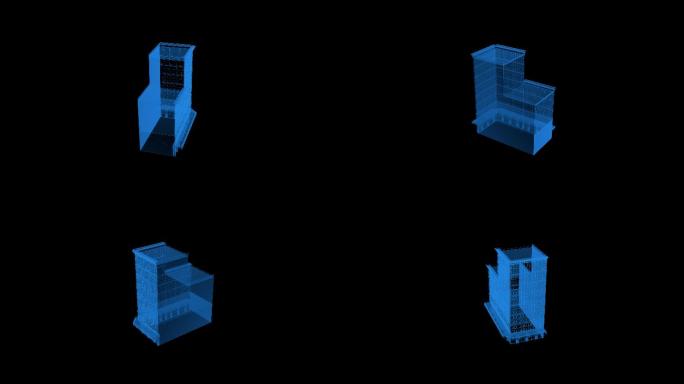 4k全息科技线框建筑带通道10