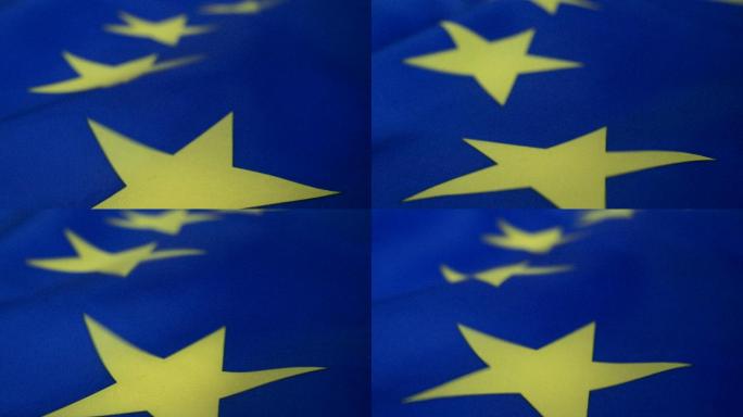 欧盟国旗迎风飘扬经济自豪感欧盟货币