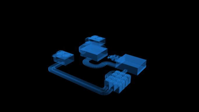 4k全息科技线框建筑带通道4