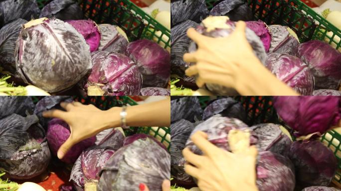 超市挑选紫甘蓝 (2)