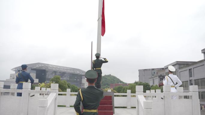 高校升旗实拍