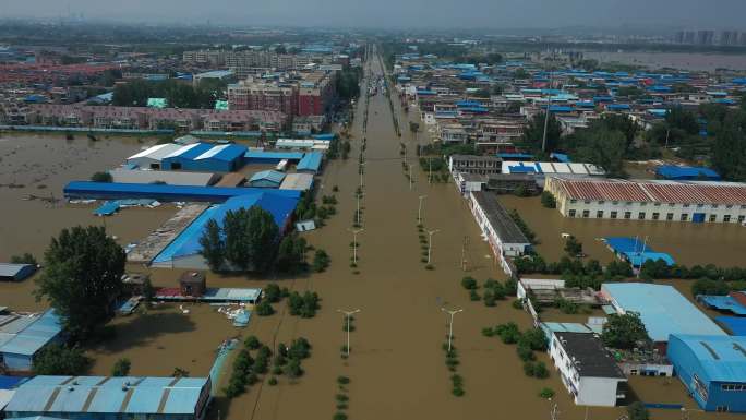 河南新乡大雨洪灾救援现场航拍2