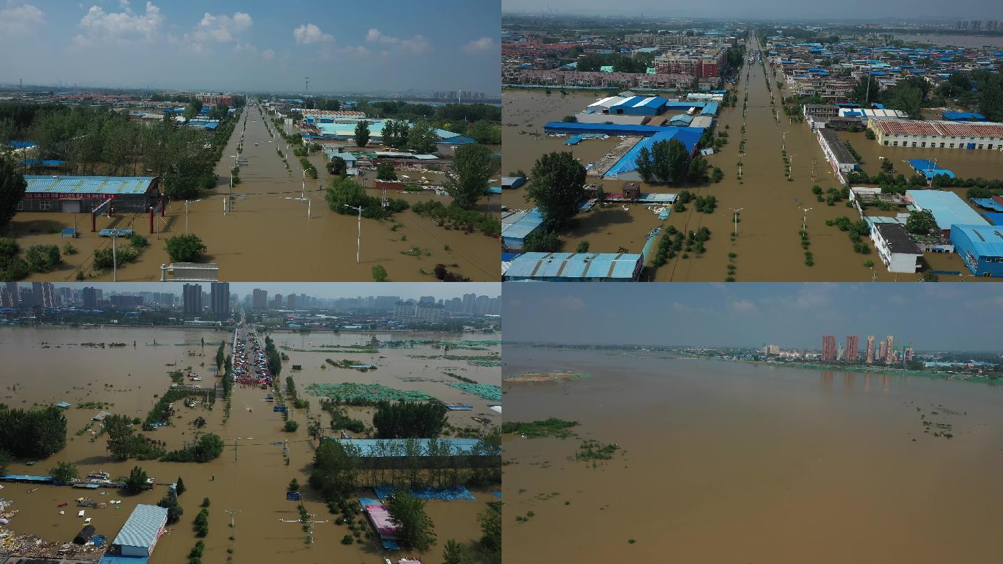 河南新乡大雨洪灾救援现场航拍2