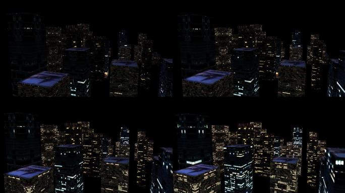 城市照明摩天大楼商业广角镜头