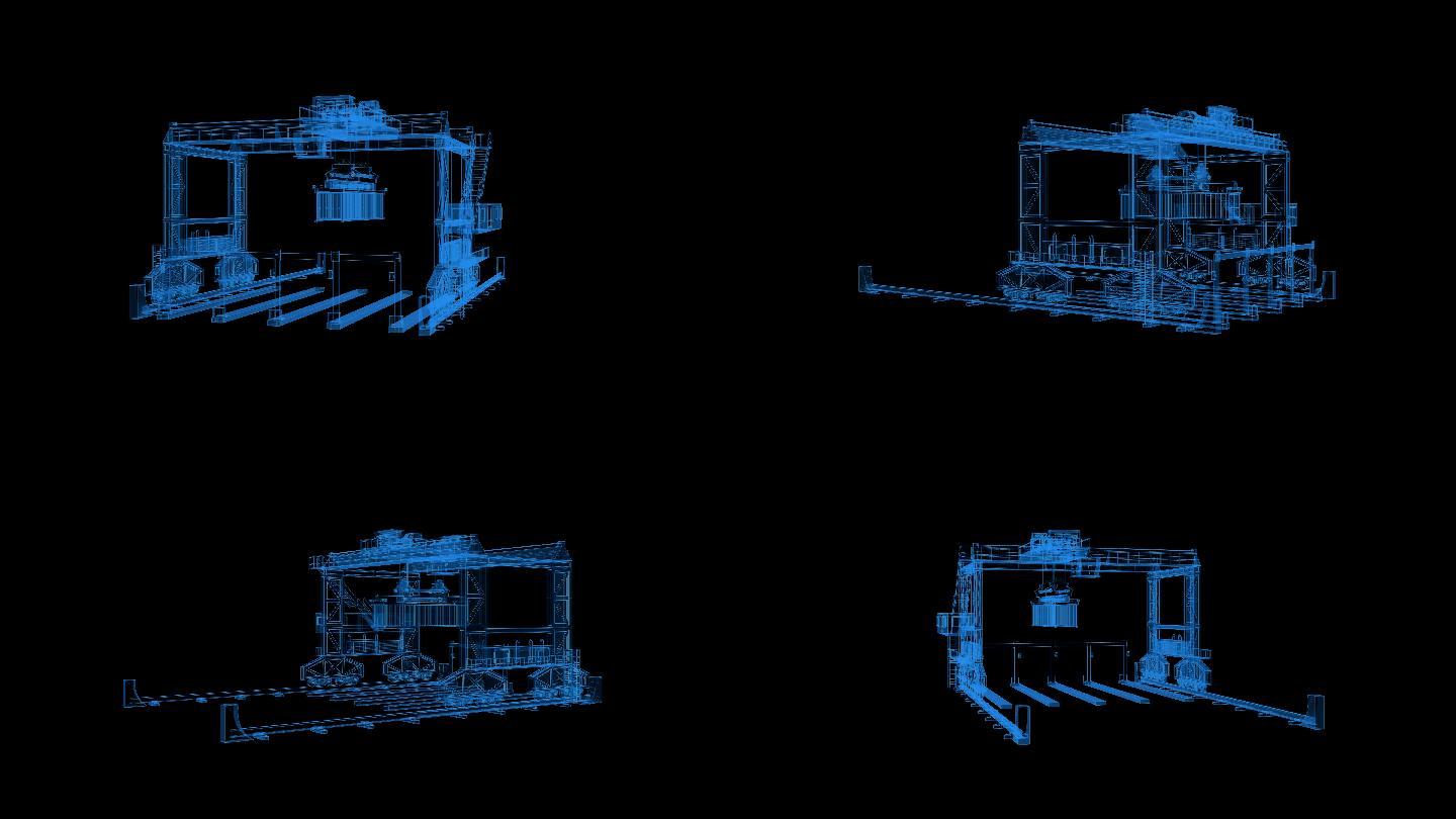 4k全息科技线框起重机带通道4