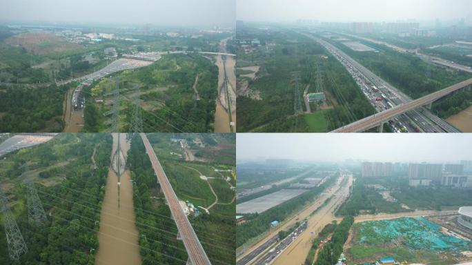 河南郑州大雨洪灾救援现场航拍2