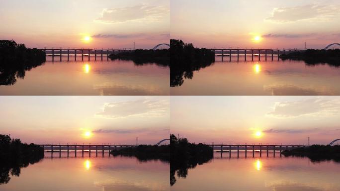 夕阳西下的吉水赣江铁路大桥
