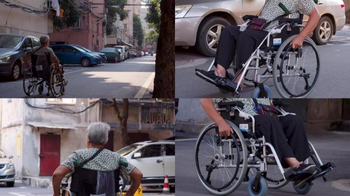 老人坐轮椅