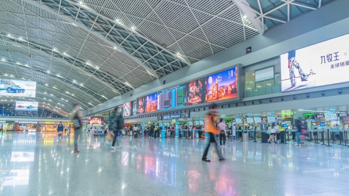 成都双流国际机场航站楼场景延时摄影4K