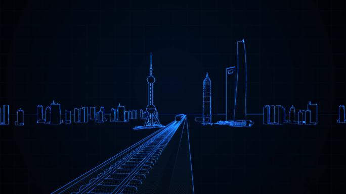 科技线框高铁穿越上海