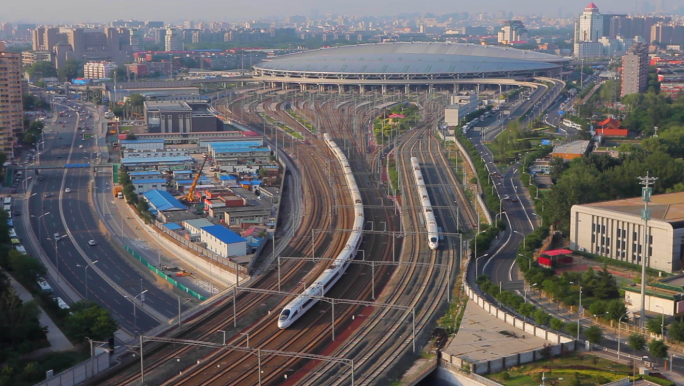 北京南站 高铁进出站 高铁穿过城市 交通