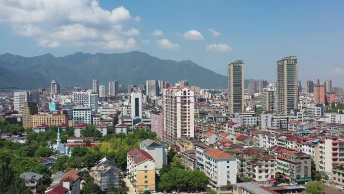 浙江东阳市城市风光航拍