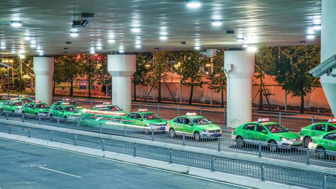 成都双流国际机场航站楼出租车延时摄影4K