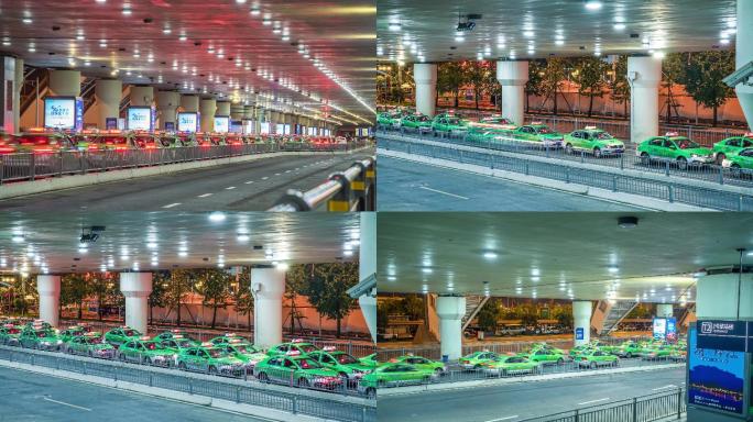 成都双流国际机场航站楼出租车延时摄影4K
