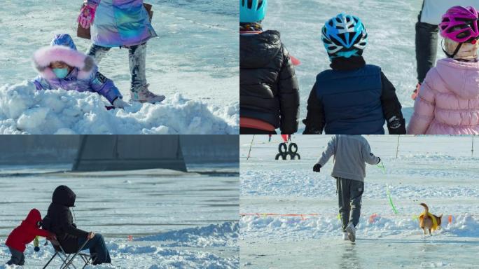 东北冬季冰河滑冰冬泳冰车【合集】