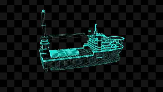 三维运输船施工船拖船全息投影LK37