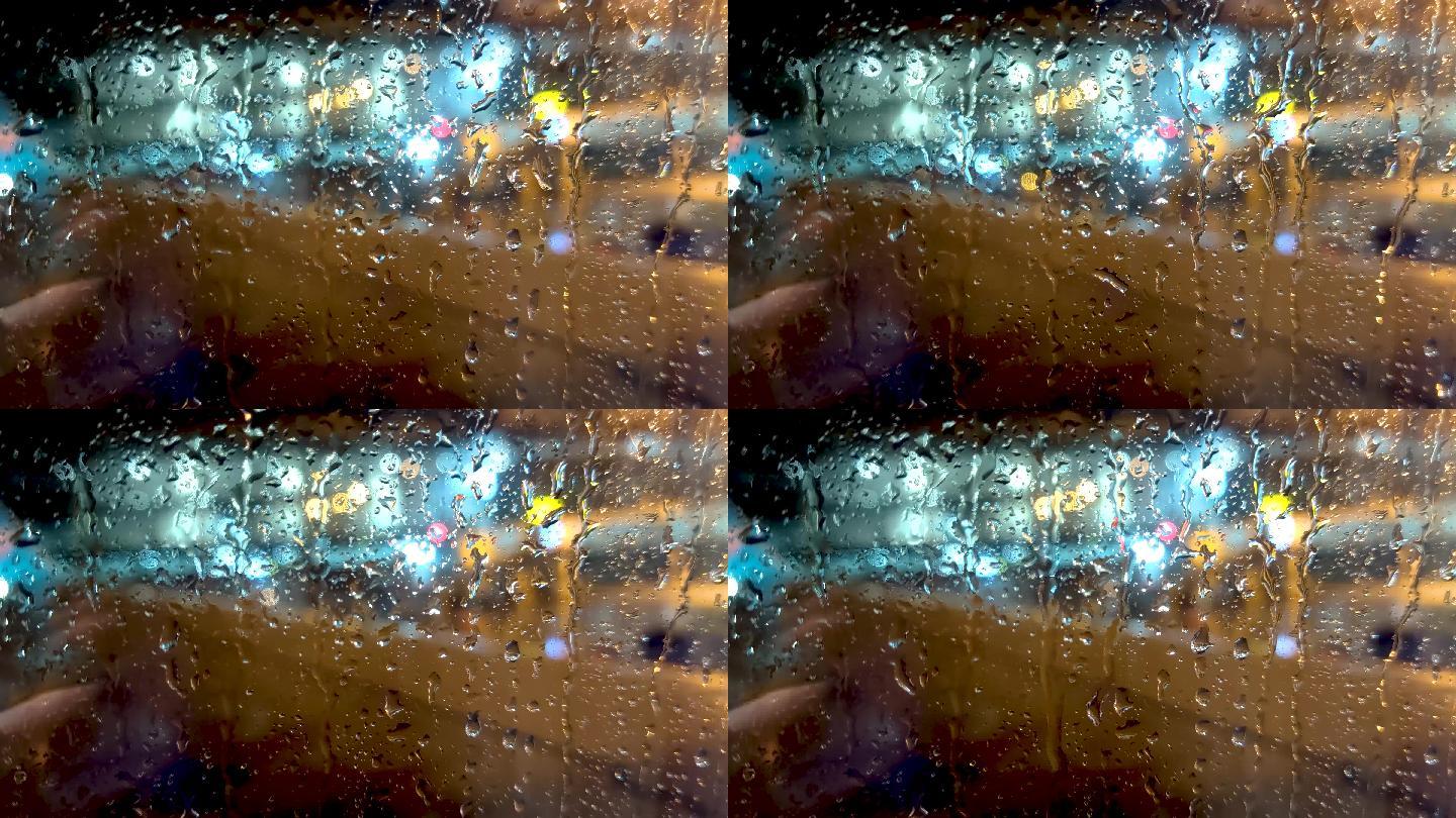 机场窗外雨滴