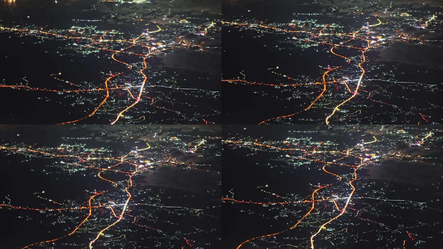 飞机拍城市夜景