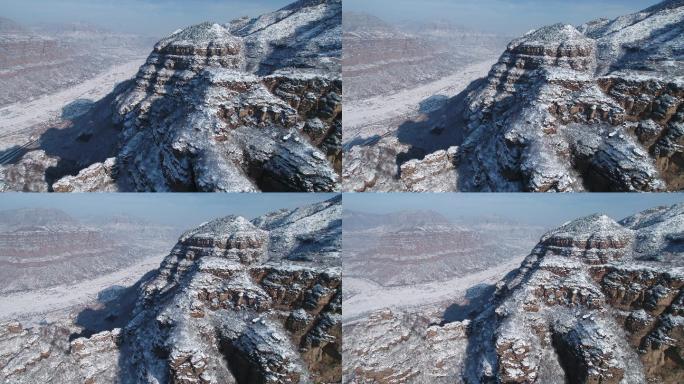 太行山大峡谷雪景航拍