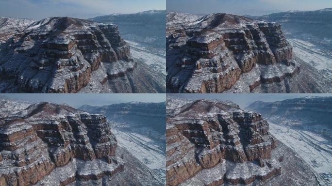 太行山大峡谷雪景航拍山川