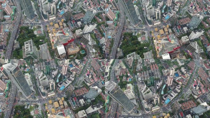 4K原素材-航拍南京西路静安寺商圈高楼