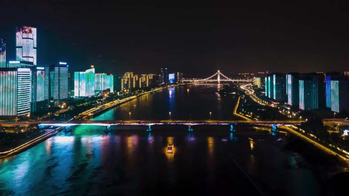 福州闽江夜景灯光延时摄影