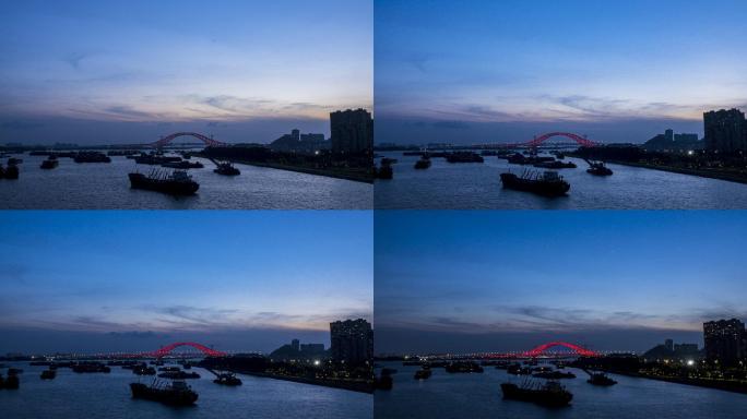 【4K视频可商用】明珠湾大桥延时摄影-2