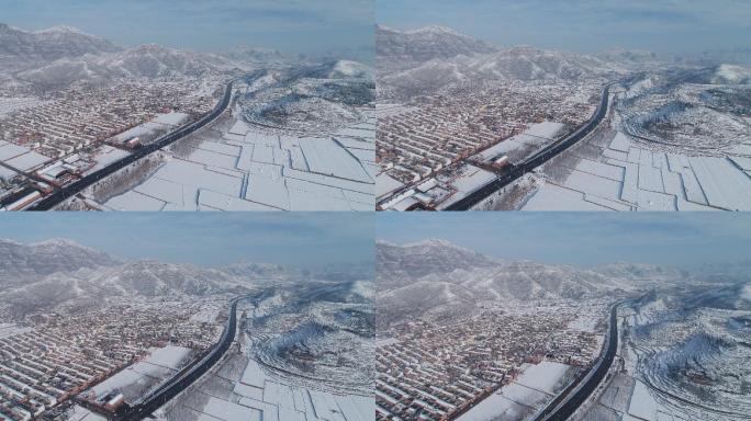 太行山大峡谷雪景航拍