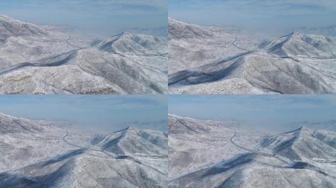 太行山大峡谷雪景航拍公路雪山