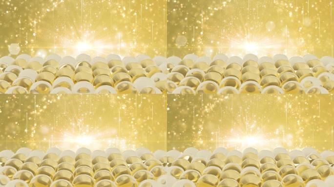 金黄色粒子精华球分子流动