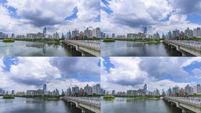 4K广西南宁南湖公园大桥延时摄影