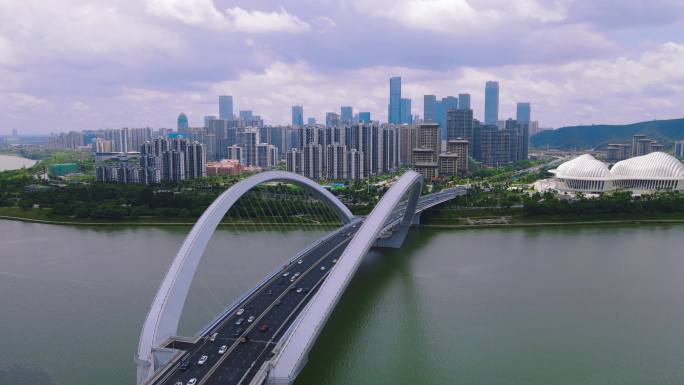 广西南宁大桥交通视频航拍