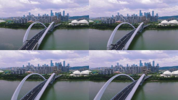 广西南宁大桥交通视频航拍