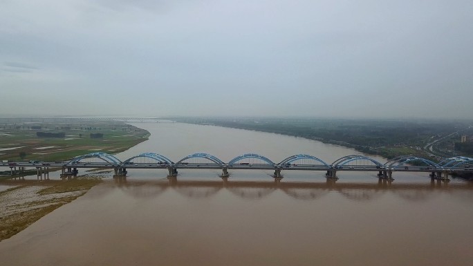 2021年黄河一号洪水郑州段涨水航拍