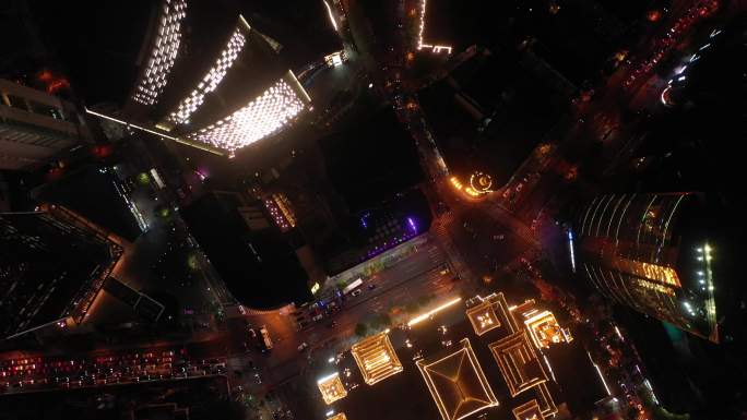 4K原素材-航拍南京西路静安寺商区高楼