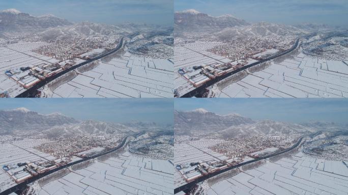 太行山大峡谷雪景航拍航拍