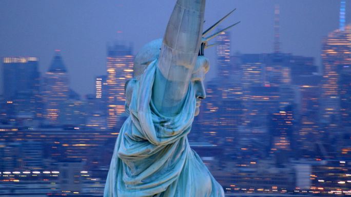 黄昏的自由女神像雕塑著名地点港口