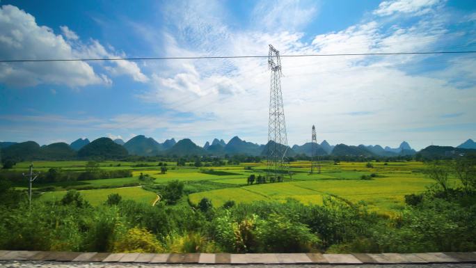 旅途中火车窗外的沿途风景