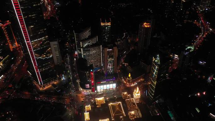 4K原素材-上海南京西路商贸区璀璨夜色