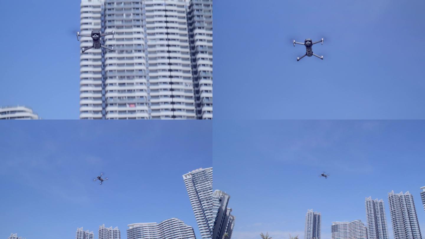 正在城市上空飞行的无人机