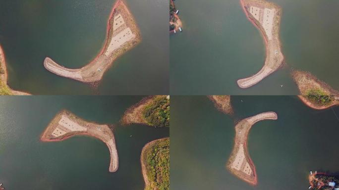 中国广西南宁的大王滩水库航拍