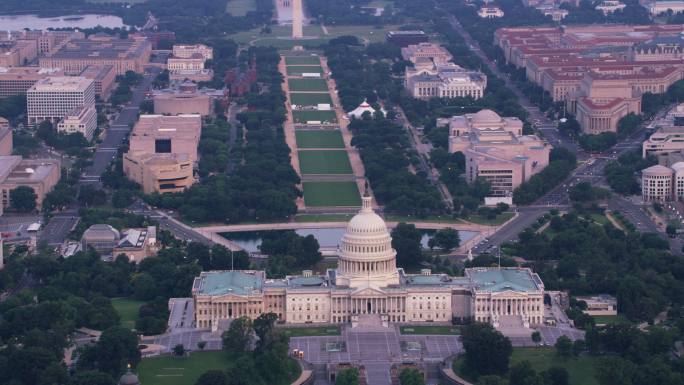 国会大厦鸟瞰图美国白宫发达国家街道街景