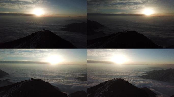 4K航拍山顶云海之上的日出时刻（原素材）