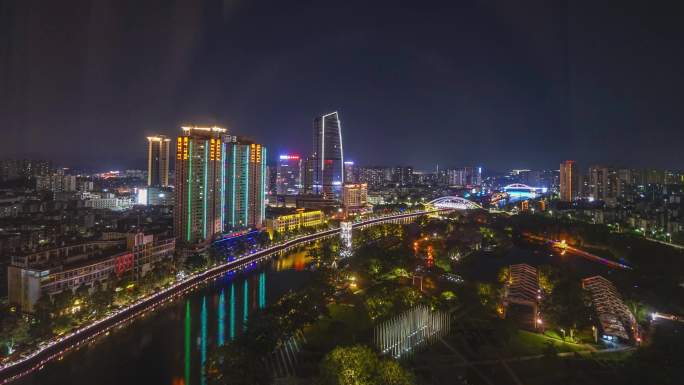 广东中山岐江石岐河夜景延时摄影4K