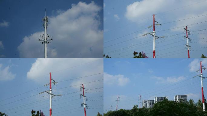 4K信号塔，高压线，铁塔